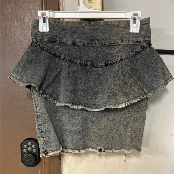 Material Girl Charcoal Denim Skirt - Picture 1 of 4